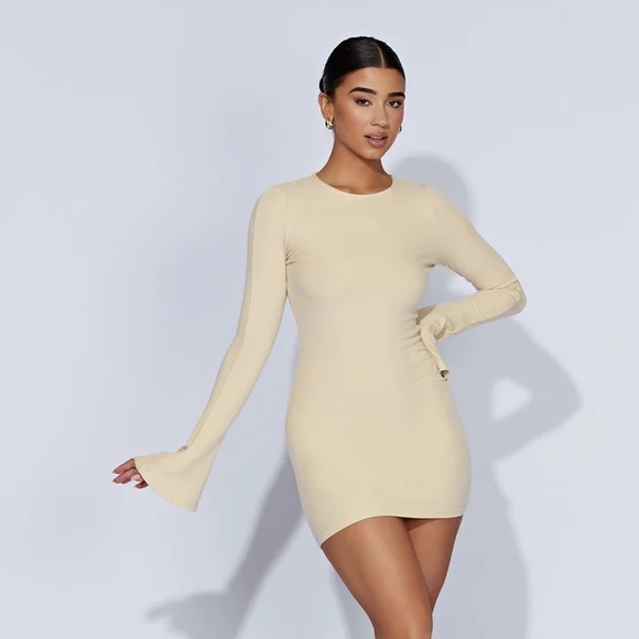 Meshki Bayley Flare Sleeve Mini Dress - Cream - Picture 3 of 7